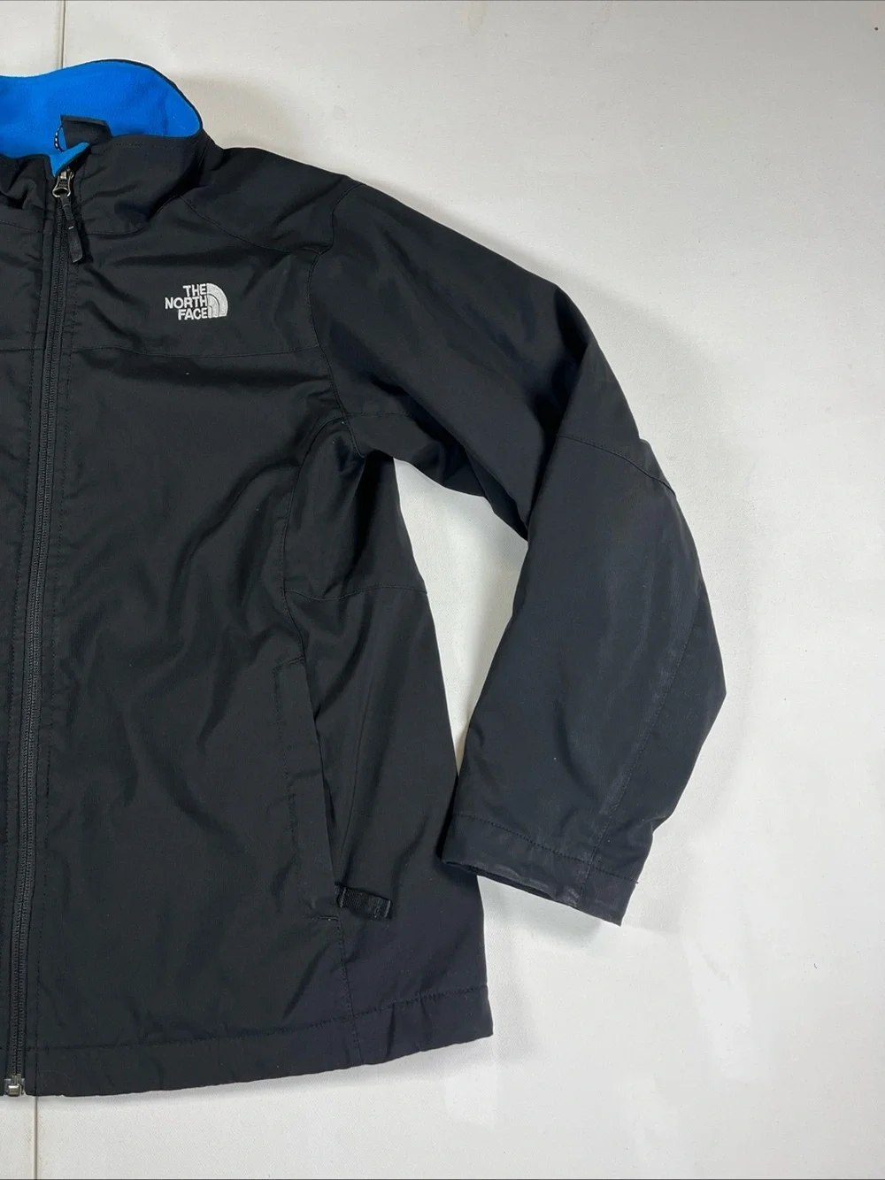 The North Face Jacket Boys 14/16 Black Softshell Fleece Lined Full Zip Polartec
